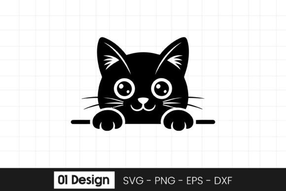 Cute Peeking Cat Head Clipart SVG PNG