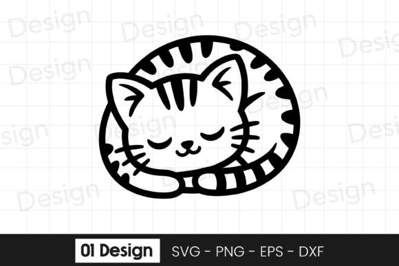 Cute Sleeping Kitten Outline SVG PNG: A Designer's Review